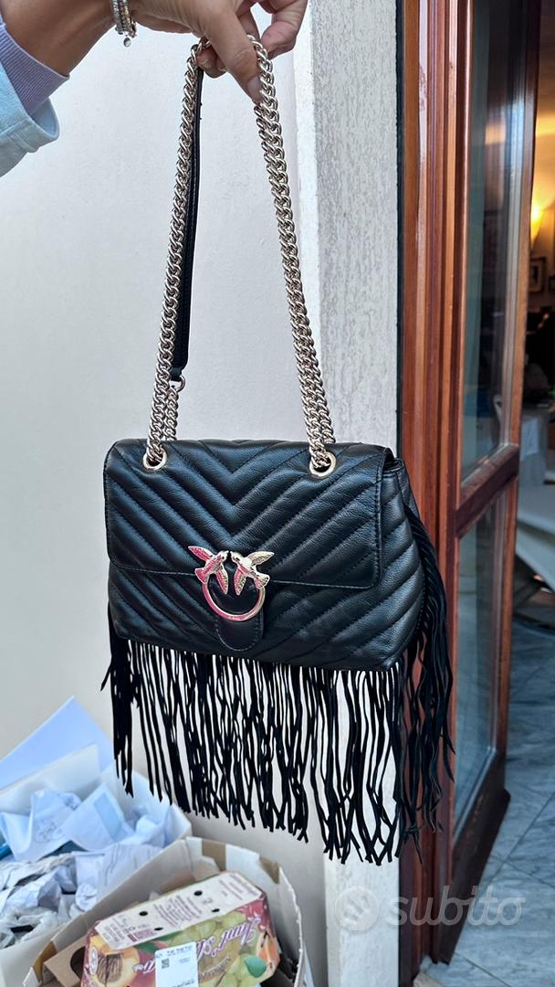 Borsa pinko bianca con frange outlet