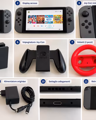 Titolo: Nintendo Switch grigia + dock, Joy-Con e 2