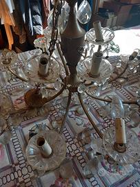 Lampadario cristallo e ottone