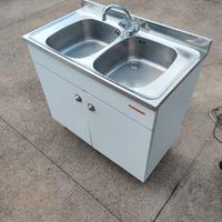 Lavello doppio in acciaio inox con mobiletto