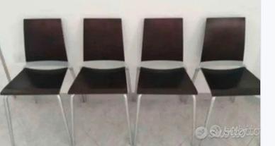 4 SEDIE IN LEGNO COLOR WENGHE,  DITTA SPICE YCAMI