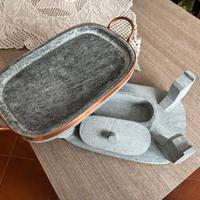 Set  bistecchiera in pietra ollare e rame