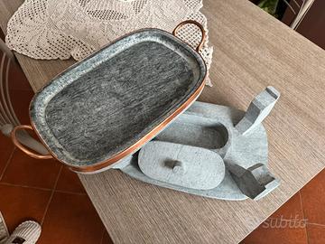 Set  bistecchiera in pietra ollare e rame