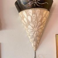 4 applique + 1 lampadario sospeso in ferro battuto