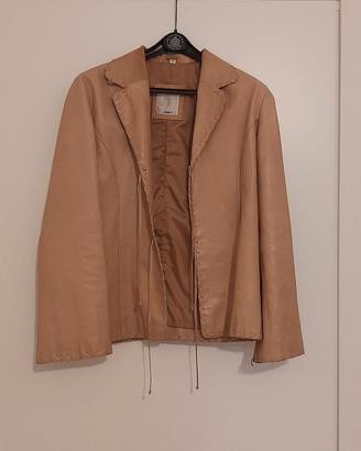 Nuova giacca in pelle Conbipel marrone beige L