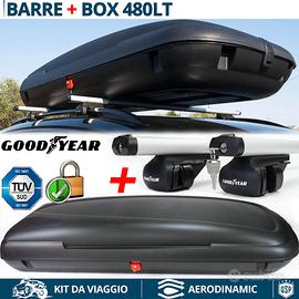 BOX Tetto Auto 480LT + BARRE Portatutto GoodYear