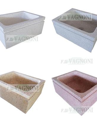 LAVANDINO DA CUCINA IN GRANIGLIA LEVIGATA CEMENTO
