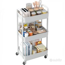 Carrello Cucina 3 Ripiani Sywhitta Ruote Bianco