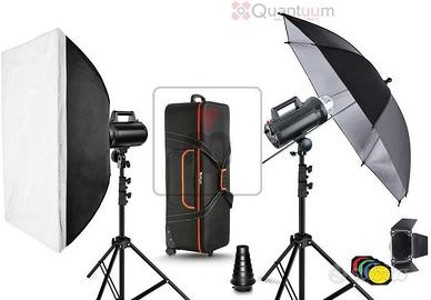 SET FLASH QUANTUUM DA STUDIO + accessori