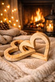 Cuori intrecciati in legno artigianali 