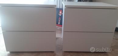 Coppia Comodini Malm Ikea bianchi