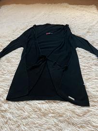 Cardigan incrociato nero Sarah Chole a coste