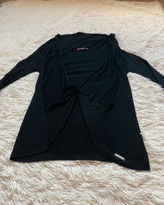 Cardigan incrociato nero Sarah Chole a coste
