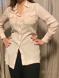 Camicia seta donna rosa cipria