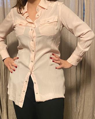 Camicia seta donna rosa cipria