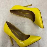 Scarpe decollete tacco 11 cm giallo fluo
