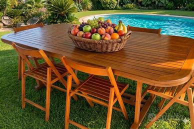 set tavolo legno giardino 