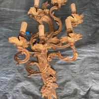 Antica applique in bronzo dorato 6 punti luce
