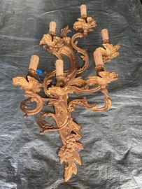 Antica applique in bronzo dorato 6 punti luce