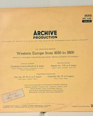 Archive Production Western Europe 1650-1800