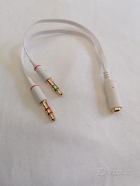 Adattatore jack 3,5 mm cuffie + microfono PC