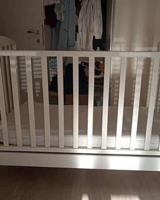 lettino 0/5 anni + cassettiera/fasciatoio bianco 