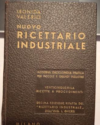 Libro vintage Nuovo Ricettario Industriale  1940