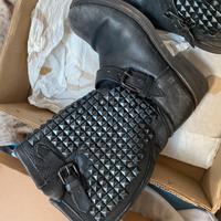 Stivali anfibi ASH, neri effetto pelle invecchiata