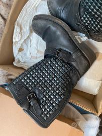 Stivali anfibi ASH, neri effetto pelle invecchiata