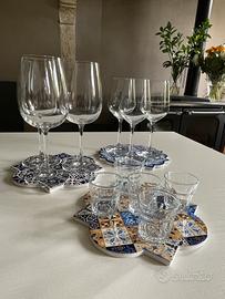 Set 3 sottopentola/ vassoi decorativi in ceramica