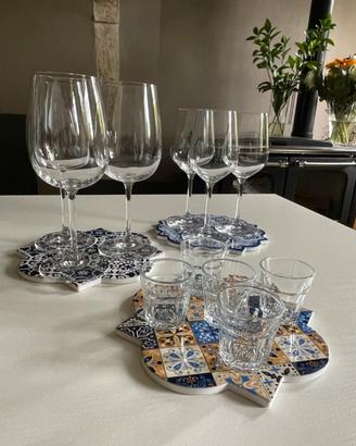 Set 3 sottopentola/ vassoi decorativi in ceramica