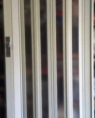 Porta a soffietto - pvc bianco - vetro trasparente