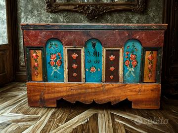 Cassapanca nuziale tirolese Val d'Isarco 1869