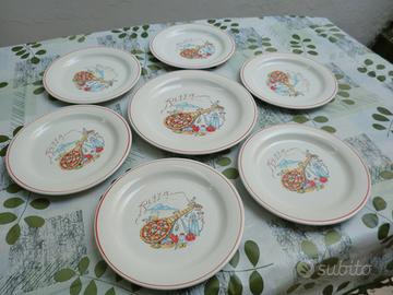 Servizio di n° 7 piatti per pizza in ceramica