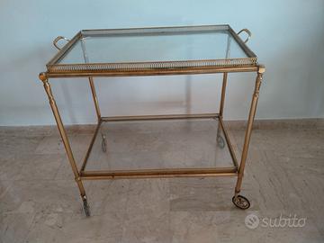 Carrello vetro ottone