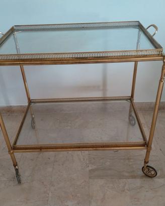 Carrello vetro ottone