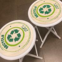 Set 2 sgabelli pieghevoli bianchi