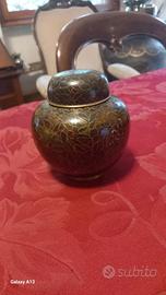 Potiche cloisonné  marrone e verde