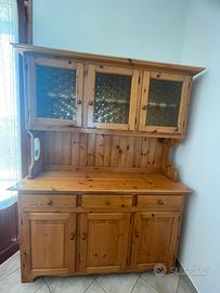 Credenza/cristalliera in legno stile arte povera