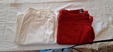 Lotto 2 Pantaloni Donna (Rosso  + Bianco largo)