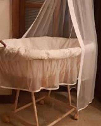 Culla / Cesta in vimini con baldacchino 