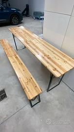 Tavolo da birreria + 2 panchine nuovo con scatola