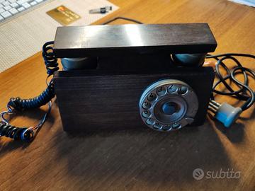Telefono Vintage a Disco – Legno & Ottone