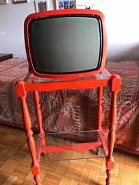 Televisore anni 70 con carrello in legno