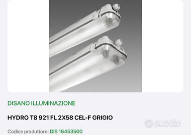 plafoniera Disano hydro per tubi neon o led 2x58