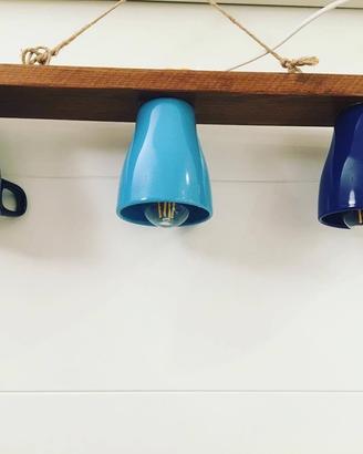 2 lampadari in legno artigianali molto originali