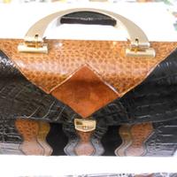 BORSETTA vintage doppi colori nero/marrone vernice