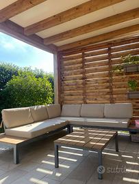 Salotto da giardino angolare Bizstore con tavolino