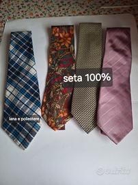 Set di 4 Cravatte (3 pura seta 100% 1 lana/poliest