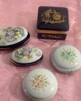 Limoges lotto 5 scatoline in ceramica vintage